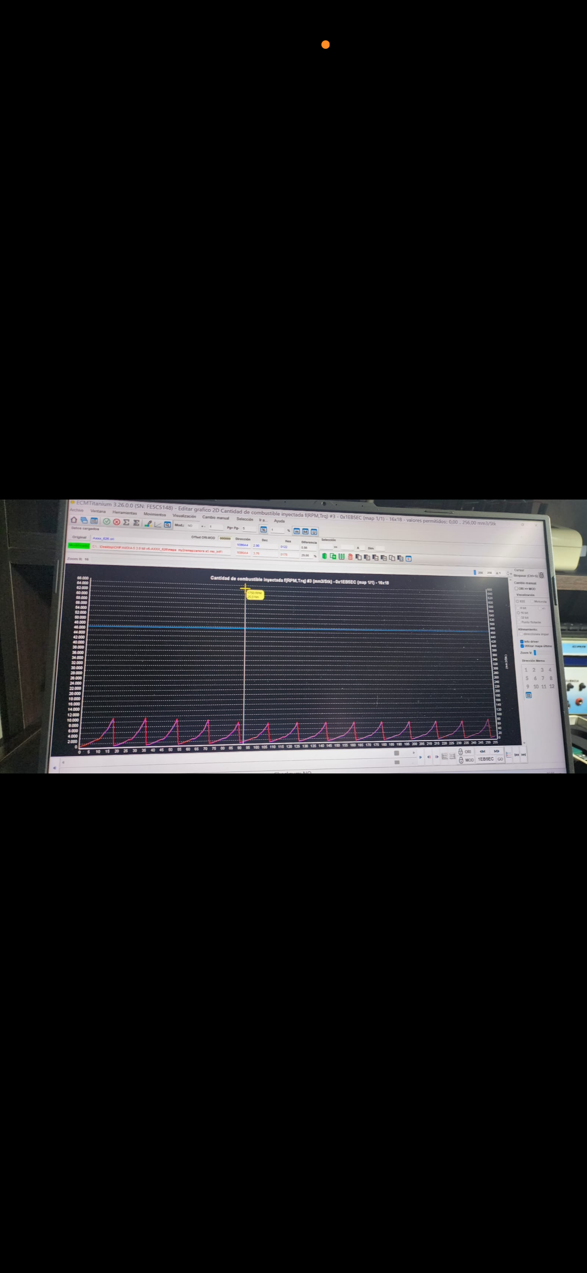 Pantalla de calibración en ECM Titanium